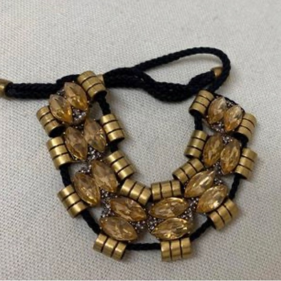 J. Crew Adjustable Gold & Black Metal, Crystal Bracelet - Picture 1 of 5